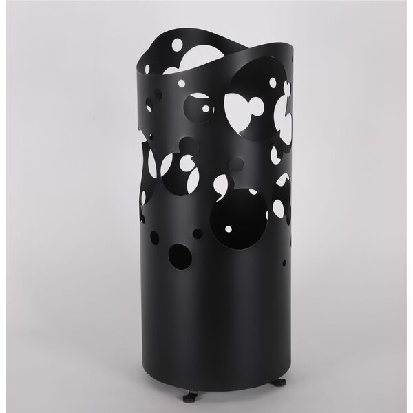 Portaombrelli design moderno Struttura in metallo tagliata al laser BIG BOLLE Dimensioni 25x25xh 57 cm con piedini rialzati e vaschetta raccogli acqua colore Nero
