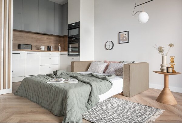 Divano letto beige 168 cm Lucky Lucy - Miuform