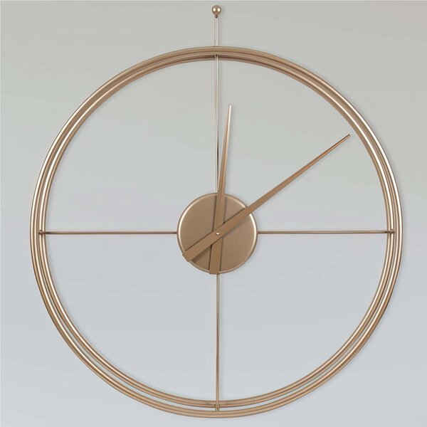 Orologio da parete moderno modello BIG ESSENZIALE di grandi Dimensioni 90 cm lancette ORO realizzato con al taglio laser verniciato con vernice bicomponente colore oro