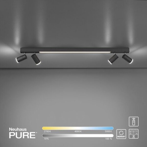 Paul Neuhaus 6121-13 - Faretto LED dimmerabile 4xLED/4W/230V + LED/9W+RC