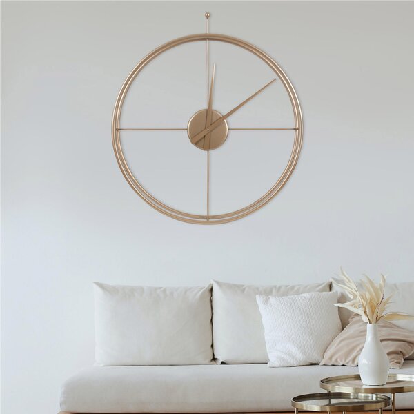 Orologio da parete moderno modello ESSENZIALE di grandi Dimensioni 60 cm lancette ORO realizzato con al taglio laser verniciato con vernice bicomponente colore oro
