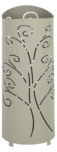 Porta ombrelli design moderno Struttura in metallo tagliata al laser POP ALBERO DELLA VITA Dimensioni 20xh 49 cm con piedini rialzati e vaschetta raccogli acqua Colore Tortora Pastello