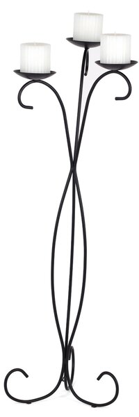 Candelabri a coppia da terra in ferro a 3 braccia in ferro battuto Dimensioni 33x33x h 101 cm Portacandele con base e struttura in ferro battuto Nero pastello