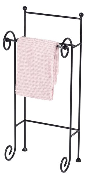 Porta asciugamani in Ferro battuto CON RICCIO dimensioni 34x24xh85 cm - peso 3,9 kg Stile classico Linea bagno Nero Pastello Opaco