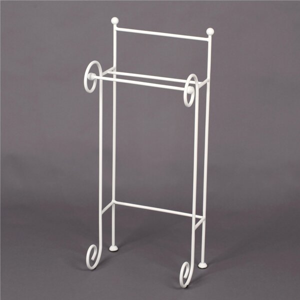 Porta asciugamani in Ferro battuto CON RICCIO dimensioni 34x24xh85 cm - peso 3,9 kg Stile classico Linea bagno Bianco Pastello