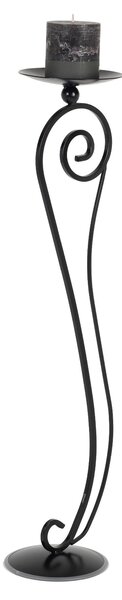 Candeliere, Portacandele Barocco da terra in ferro battuto Dimensioni 20x24x h 95 cm Portacandele diametro 19,5 cm Stile barocco Nero pastello