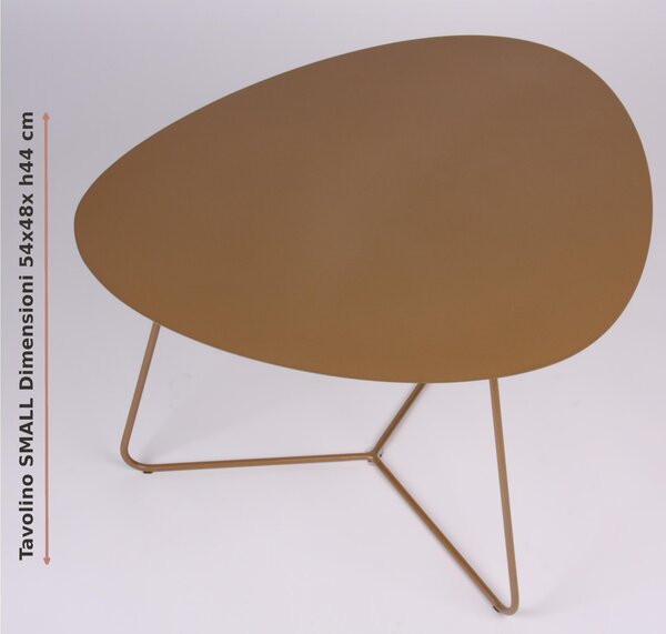 Tavolino da salotto forma ovoidale SMALL design moderno dimensioni 54x48x 44 h cm - peso 6,8 kg Stile moderno colore Oro Metallizzato
