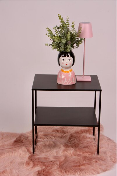 Tavolino da salotto rettangolare design minimalista 2 Piani dimensioni 45x35x 50 h cm - peso 6,8 kg Stile Minimal Linea bagno Nero Pastello Opaco