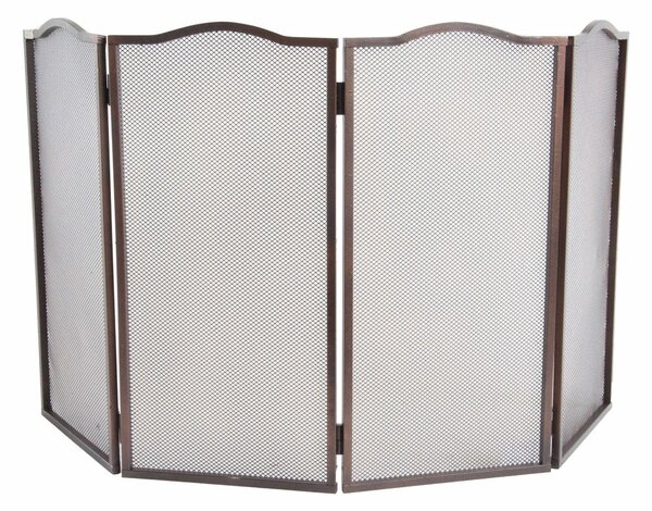 Parascintille in ferro Battuto a Quattro Pannelli TRENTO Dimensioni 100x1x h 51,5 cm - Peso 5,30 lavorazione artigianale colore ruggine