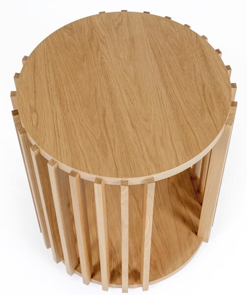 Tavolino in legno di quercia , ø 53 cm Drum - Woodman