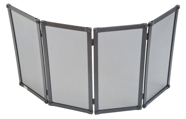 Parascintille in ferro Battuto quattro pannelli RIBATTINO Dimensioni 101 x 20 x 50 cm - Peso 8,6 lavorazione artigianale Antica colore Nero GRAFITE