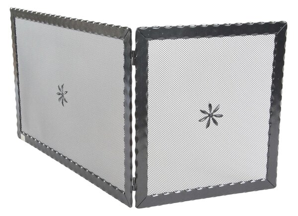 Parascintille ANGOLARE da 70 cm Reversibile in ferro Battuto Dimensioni 70,5 x40x h 45,5 cm - Peso 4,3 adattabile al profilo di camini angolari con angoli sia a destra che a sinistra. colore Nero