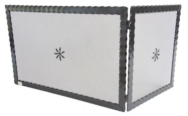 Parascintille ANGOLARE da 90 cm Reversibile in ferro Battuto Dimensioni 90,5 x50x h 50 cm - Peso 5,3 adattabile al profilo di camini angolari con angoli sia a destra che a sinistra. colore Nero