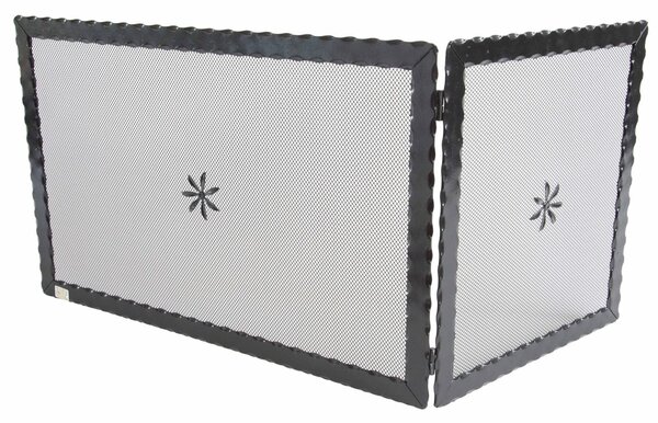 Parascintille ANGOLARE da 80 cm Reversibile in ferro Battuto Dimensioni 80,5 x40x h 45,5 cm - Peso 5,3 adattabile al profilo di camini angolari con angoli sia a destra che a sinistra. colore Nero