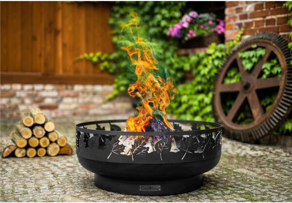 Braciere da Giardino in Acciaio Naturale TORONTO - Diametro 80cm, Altezza 33cm, Spessore 2mm - Fatto a Mano, Alta Qualit� Europea