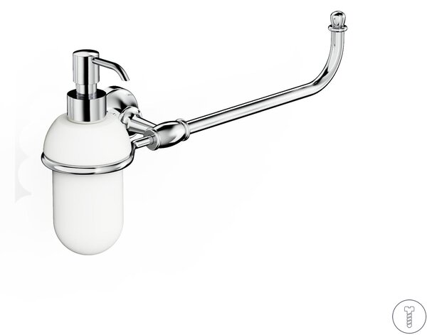 Dosatore sapone con portaasciugamano in Ottone Cromato Collezione 900 Dimensione 35,5x12,5xh 18,2 cm, bicchiere in ceramica in acciaio inox stile moderno cromo
