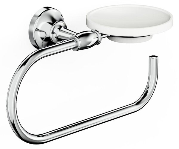 Portasapone con Porta salviette da Appendere in Ottone Cromato Collezione 900 Dimensione 27,6x13,7x h 14,4 cm, in acciaio inox stile moderno cromo