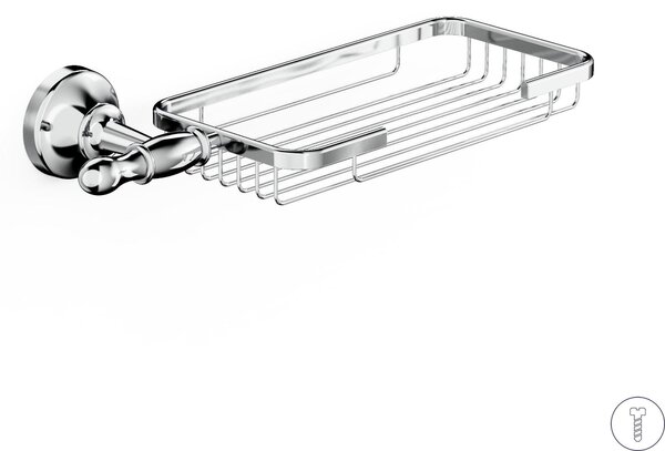 Porta spugna griglia in Ottone cromato Collezione 900 Dimensione 24x12,8xh 5,5 cm in acciaio inox stile moderno cromo