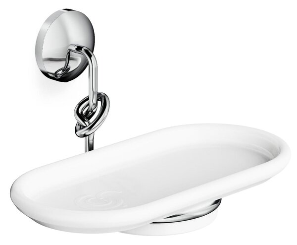 Portasapone da bagno DOPPIO sospeso in Ottone Collezione RETRO' Dimensione 22x14,1x h11 cm uno stile vintage FINITURA CROMO