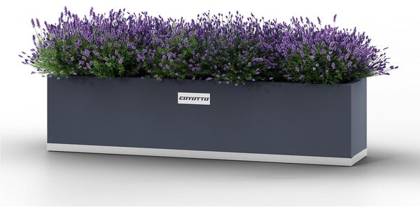 Fioriera da balcone rettangolare Dimensioni 100 x20x h20 cm 40 lt - 7 kg in acciaio Zincato inalterabile nel tempo colore grigio