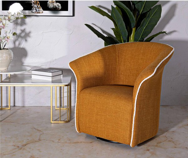 Poltrona Girevole Torino Ottanio combina comfort e design Dimensioni 70x72xh 75 cm Altezza seduta 44,5 - peso 19 kg colore Oro E Senape