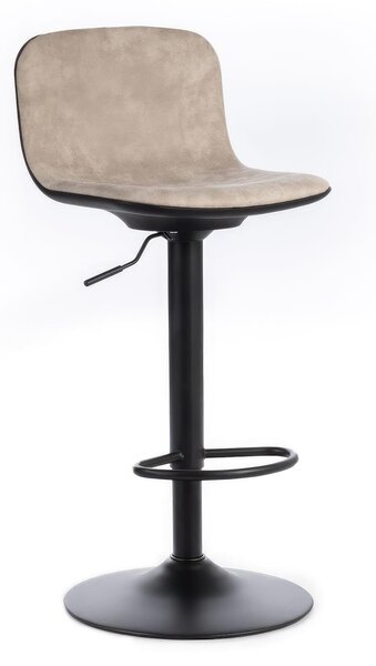 Sgabello Teo Kitchen & Living 39x45xH86 102 cm, Seduta e Schienale Beige, Gambe Nero, Materiale Microfibra e Metallo