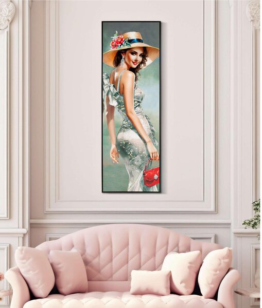 Dipinto su tela laccato con cornice esprime femminilit� e raffinatezza ELEGANT Dimensione 52x4,5x h 152 cm telo in plastica multicolor