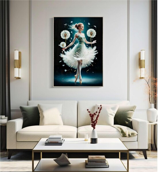 Dipinto su tela completo di telaio in legno e cornice DANCING Dimensione 72x4x h102 cm telo in plastica multicolor