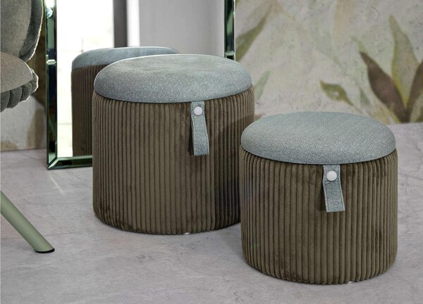 Pouf SET 2 pezzi dal caldo tono verde uniscono design moderno e funzionalit� Dimensioni 35x30-28x24cm, BOLZANO VERDE Green