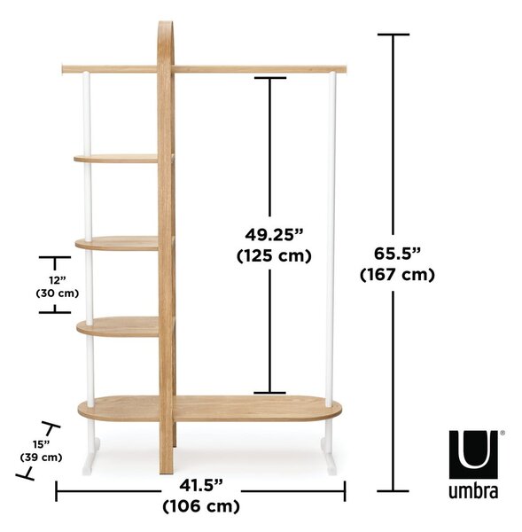Set da corridoio in legno naturale di eucalipto bianco Bellwood - Umbra