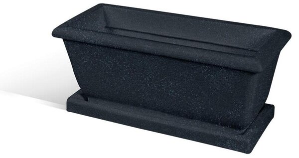 Fioriera rettangolare per esterni in polietilene esterno interno MOD LIBERTY Dimensione 22x51xh22,5 cm - peso 2 kg con foro di drenaggio. Sottovaso incluso Grafite