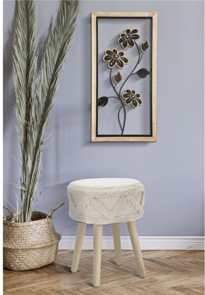Pannello decorativo 3D da parete in metallo e legno con fiori, GIRISH -A Dimensioni 30x2,5x h 60 cm peso 1,500 kg colori nero marrone