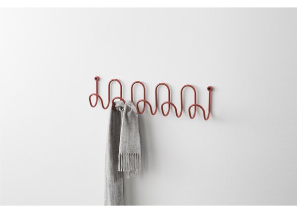 Appendiabiti da parete giovane semplice MOLLY Dimensioni 60 cm 5-Ganci Si compone di un unico elemento in tondino metallico rosso terracotta