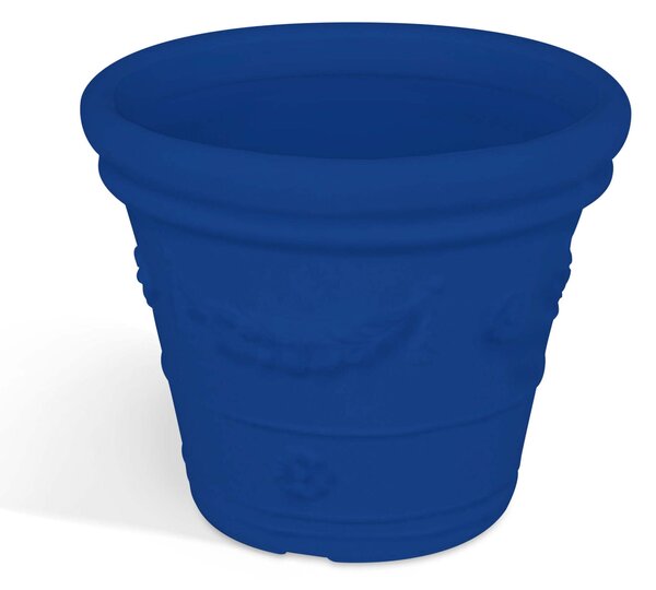 Vaso festonato in Polietilene con decoro a rilievo TONDO dimensioni 55x43xh 40 cm adatto interno esterno colore blu