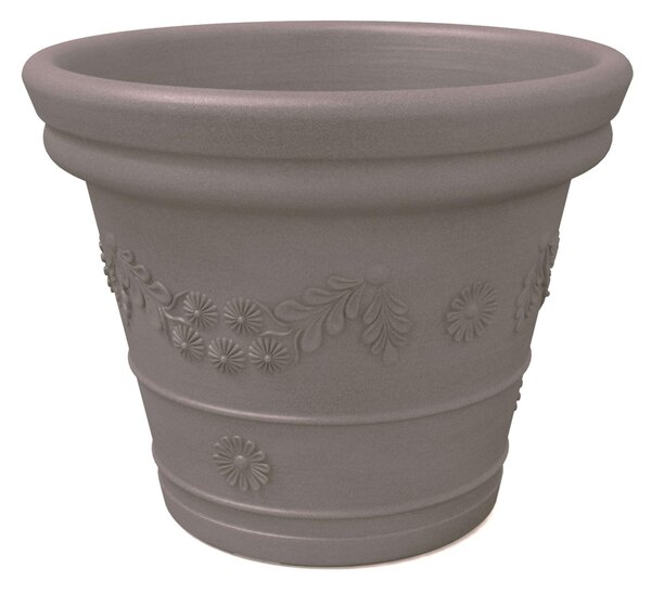 Vaso festonato in Polietilene con decoro a rilievo TONDO dimensioni 55x43xh 40 cm adatto interno esterno colore Tortora