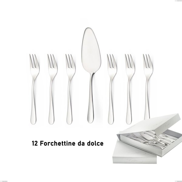 Confezione a libro 13 pezzi, forchettine pi� paletta dolce Beta, 18.10 (AISI304), spessore 4mm, finitura inox lucido a specchio