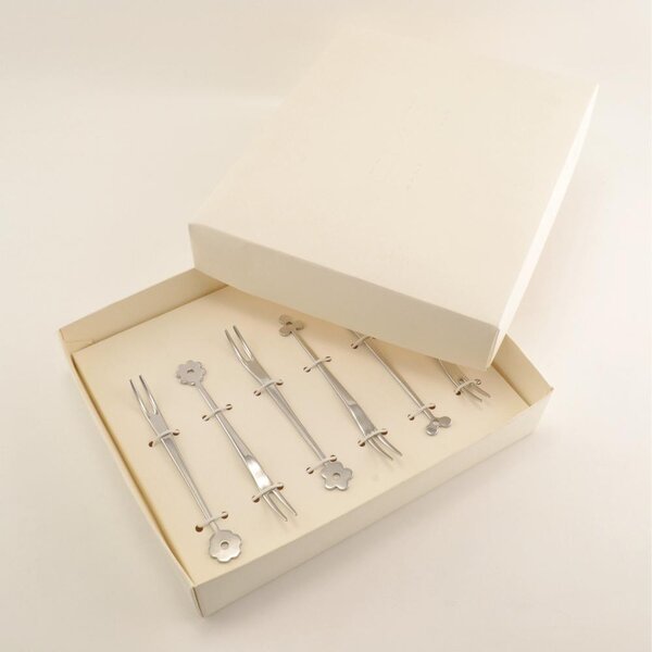 Forchettine da Party CADEAU in acciaio 18.10 AISI430 127 mm finitura inox lucido in confezione bomboniera