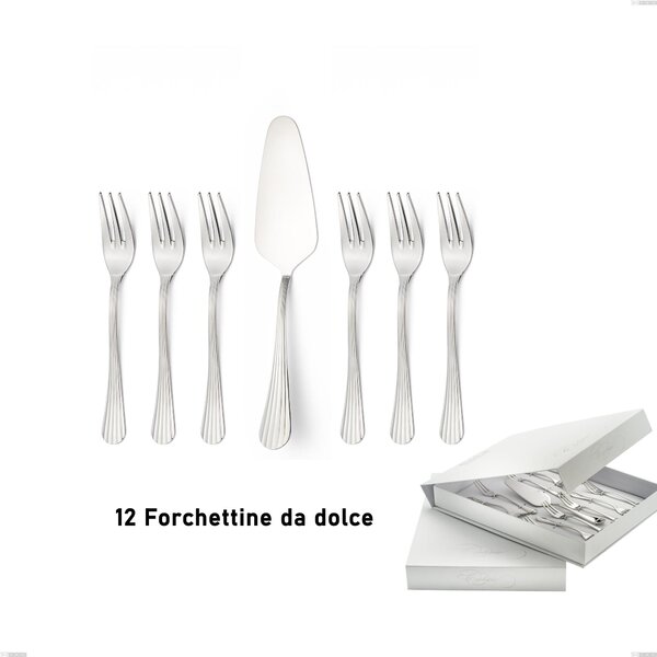 Confezione a libro 13 pezzi, forchettine pi� paletta dolce Eden, inox 18.10 (AISI304) , spessore 3.0 mm