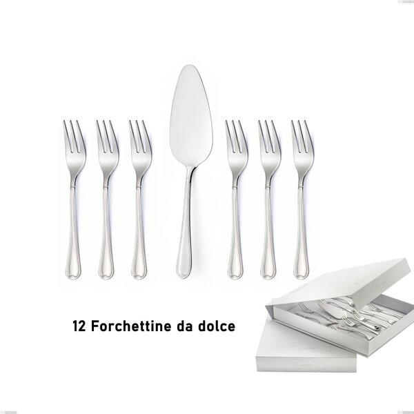 Confezione a libro 13 pezzi, forchettine pi� paletta dolce Euro, 18/10 (AISI304), spessore 2,00 mm