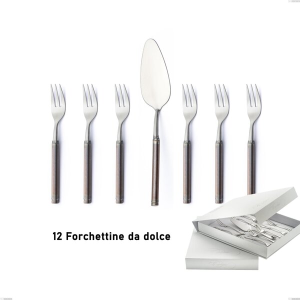 Confezione a libro 13 pezzi, forchettine pi� paletta dolce Fuoco, Acciaio inox 18.10 (AISI304)