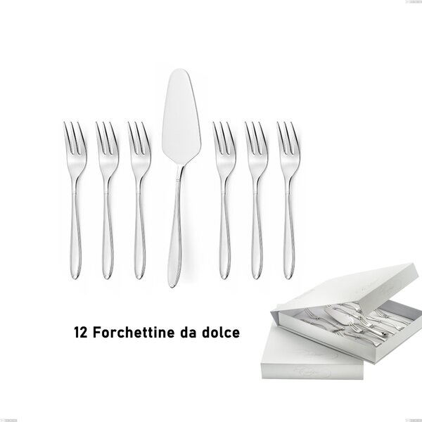 Confezione a libro 13 pezzi, forchettine pi� paletta dolce Kappa, Acciaio inox 18.10 (AISI304), spessore 2.5 mm