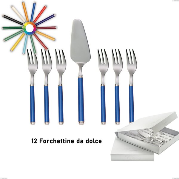 Confezione a libro 13 pezzi, forchettine pi� paletta dolce linea, Acciaio 18/10 (AISI304) inox lucido , manici in metacrilato