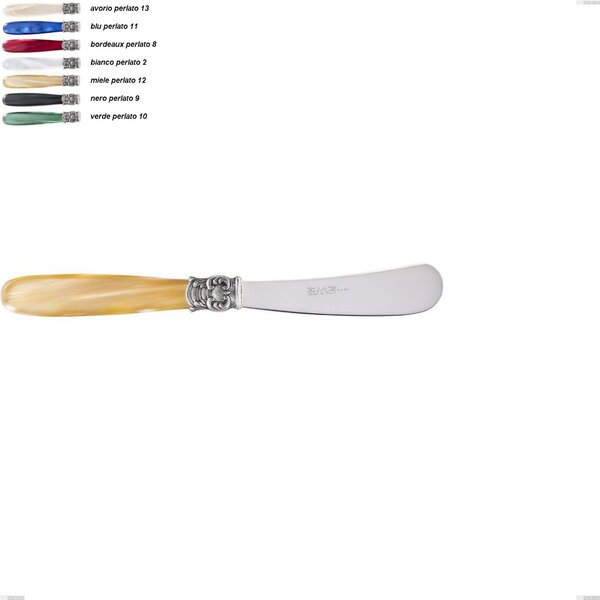 Spalmaburro mona lisa, Acciaio 18/10 AISI 304 Lucido manicatura acrilico perlato, lunghezza 181 mm
