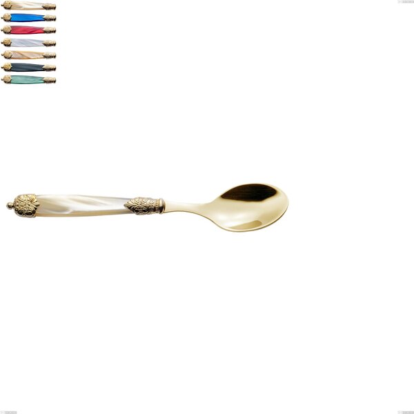 Cucchiaino caff� Mirage Perlato Tin gold, acciaio 18.10 con finitura pvd dorata colorato, manici in metacrilato, lunghezza 152 mm