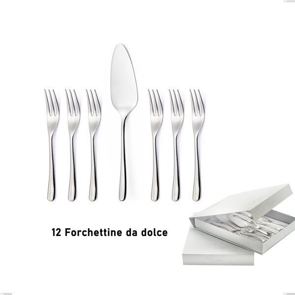 Confezione a libro 13 pezzi, forchettine pi� paletta dolce Opera, Acciaio inox 18/10 (AISI304), spessore 5.00 mm
