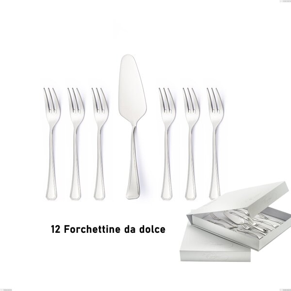 Confezione a libro 13 pezzi, forchettine pi� paletta dolce Savoia, Acciaio inox 18.10 (AISI304), spessore 2.5 mm