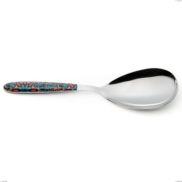Pala riso vero damasco, acciaio 18.0 nickel free, manicatura pbt sublimato acciaio lucido, lunghezza 260 mm