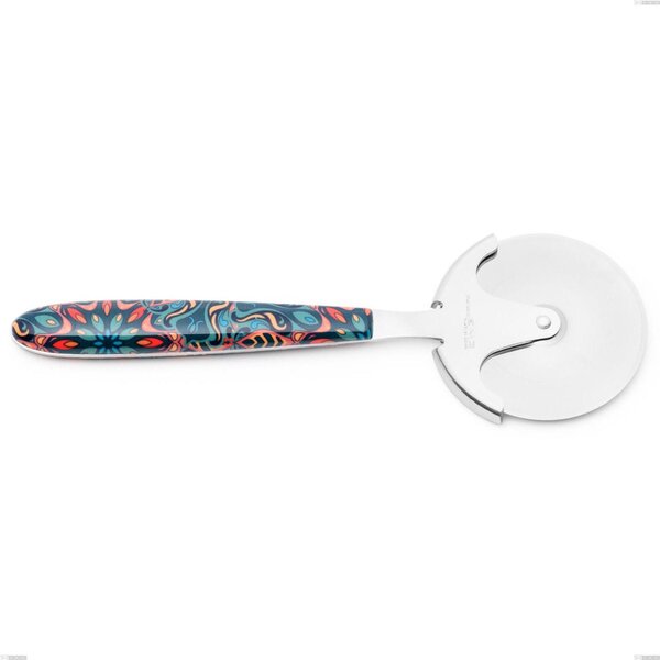 Rotella tagliapizza vero damasco, acciaio 18.0 nickel free, manicatura pbt sublimato acciaio lucido, lunghezza 200 mm