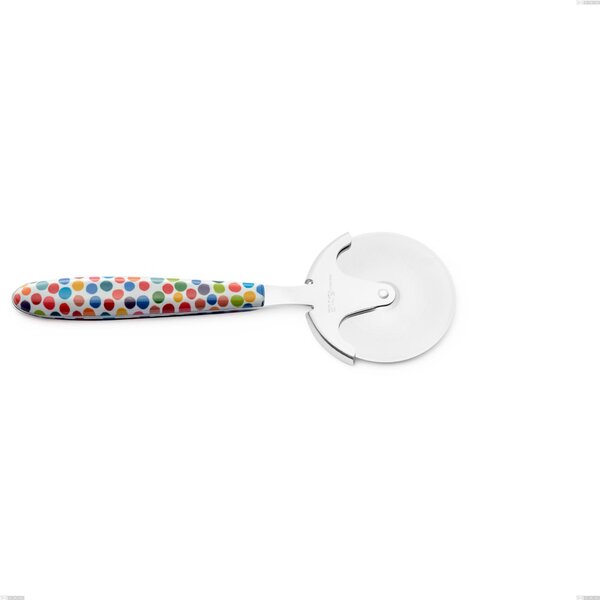 Rotella tagliapizza vero coriandoli, acciaio 18.0 nickel free, manicatura pbt sublimato acciaio lucido, lunghezza 190.00 mm