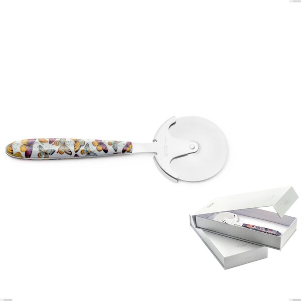 Confezione a libro 1 rotella tagliapizza vero butterfly, acciaio 18.0 nickel free, manicatura pbt sublimato acciaio lucido